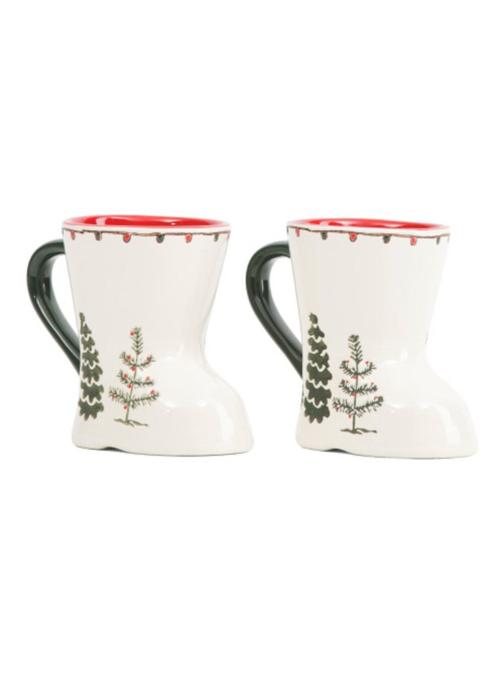 NWT SLEIGH HILL Set Of 2 Tree Boot Ceramic Mugs